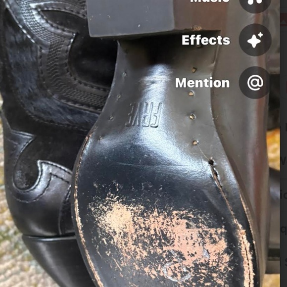 FRYE OVER THE KNEE BLACK LEATHER WESTERN BOOTS SIZE 7 - Picture 2 of 6